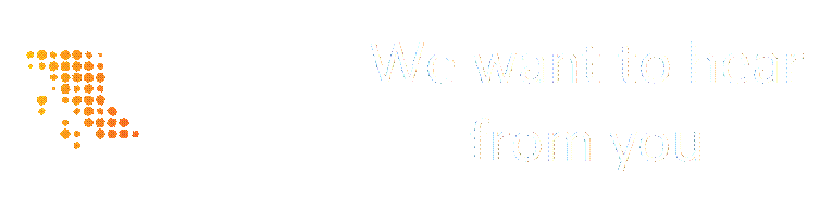 A logo with orange dots

Description automatically generated,We want to hear from you

]
